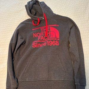 North face red/grey hoodie small